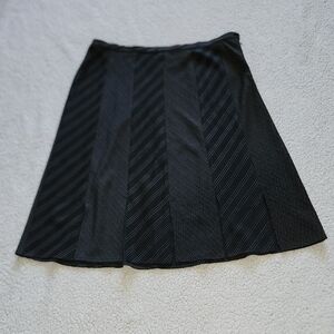 Coldwater Creek Black A-Line Skirt with line pattern & front bottom slits Sz XL